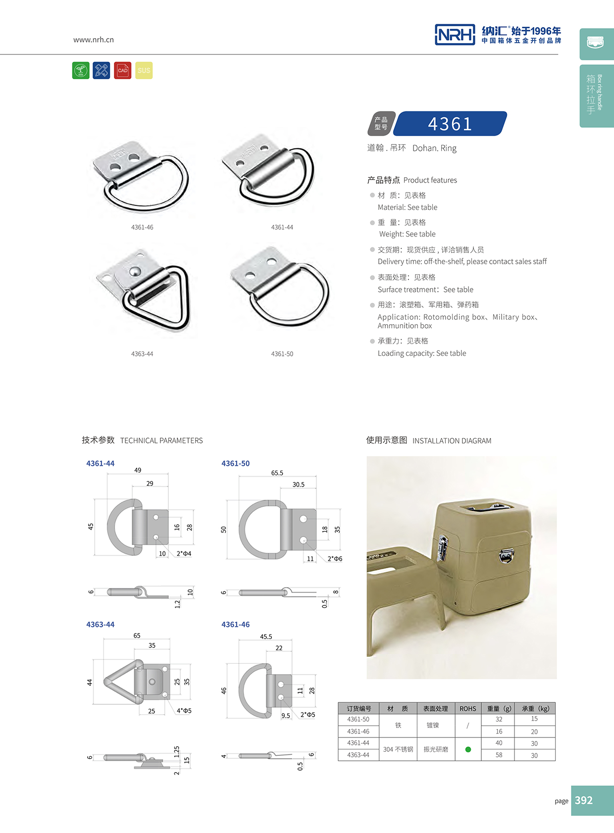 香蕉成人网站视频/NRH 滾塑箱吊環 4363-44